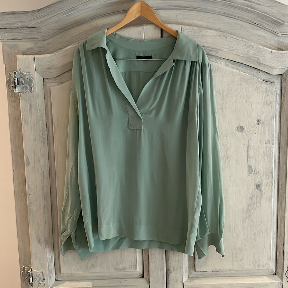 Rachel Zoe, mint green, silk blouse